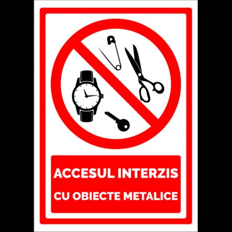 Indicator pentru accesul interzis cu obiecte metalice